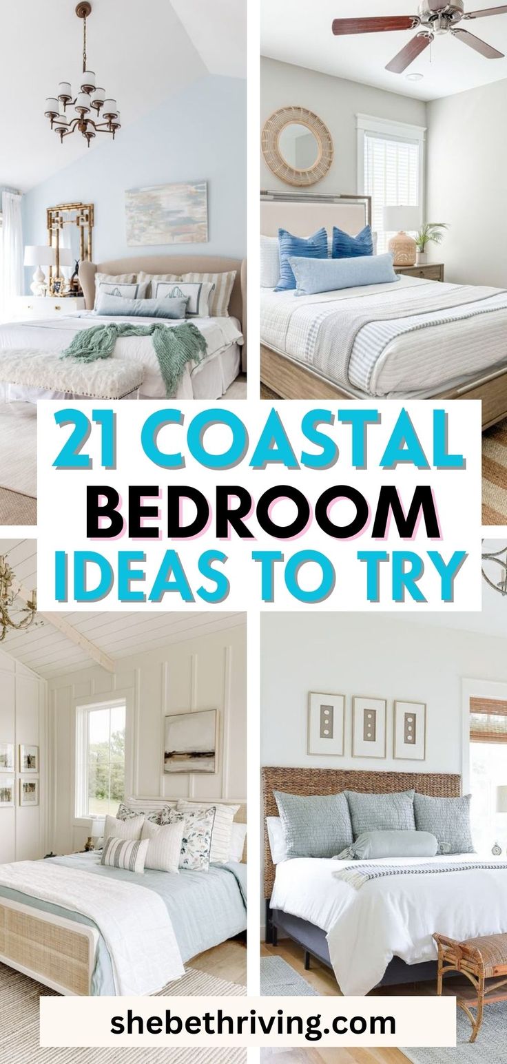 Coastal Bedroom Ideas Shore Bedroom Ideas, Coastal Bedroom Lighting Ceiling, Coastal Guest Bedroom Twin Beds, Beach Farmhouse Bedroom Ideas, Airy Coastal Bedroom, Florida Bedroom Decor, Guest Room Coastal Modern, Calming Coastal Bedroom, Beach Themed Guest Bedroom