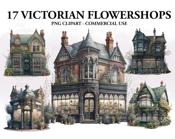 the victorian flowershops are all different styles and sizes