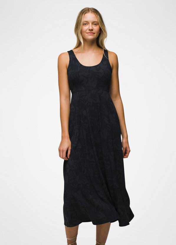 Lata Beach Dress | prAna Casual Beach Dresses With Built-in Bra, Sleeveless Maxi Dress With Ruched Back For Beach, Versatile Sleeveless Beach Dress, Beach Maxi Dress With Built-in Bra, Casual Midi Dress With Built-in Bra, Casual Summer Maxi Dress With Ruched Back, Fitted Maxi Dress With Built-in Bra For Beach, Casual Dress With Built-in Bra For Day Out, Sleeveless Beach Maxi Dress With Built-in Bra