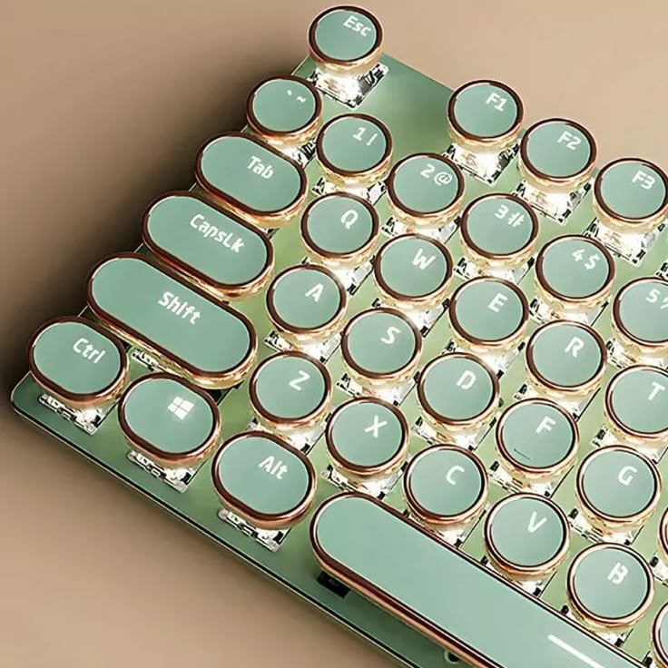 a close up of a computer keyboard with lots of knobs on the back side