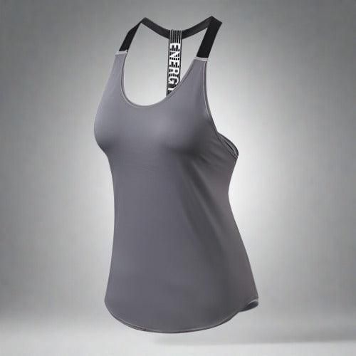 Achieve your best workout with our women's Energy Athletic Top! Designed for ultimate comfort, style, and function, this workout tank for women is perfect for any yoga or fitness routine. Crafted from high-quality fabric, it wicks away moisture, keeping you cool and comfortable through the toughest workouts. The unique design and flattering cut add a fashionable touch, while the stretchy fabric ensures freedom of movement. Available in various colors and sizes, this workout tank for women fits y Breathable Go-dry Activewear For Yoga, Go-dry Breathable Activewear For Yoga, Breathable Activewear For Light Exercise During Sports Season, Go-dry Breathable Yoga Activewear, Breathable High Stretch Racerback Activewear, Fitted Sleeveless Activewear For Light Exercise, Breathable Racerback Gym Activewear, Breathable Activewear For Workout, Gray Activewear For Training During Sports Season