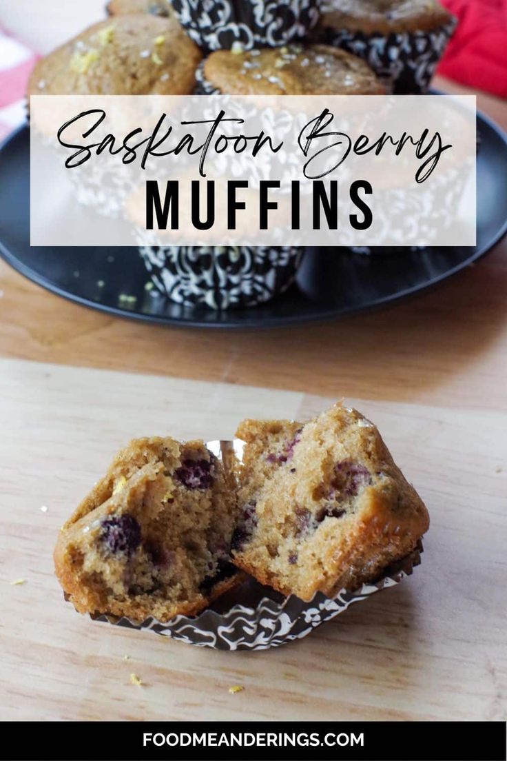 some muffins are on a plate with the words savory berry muffins