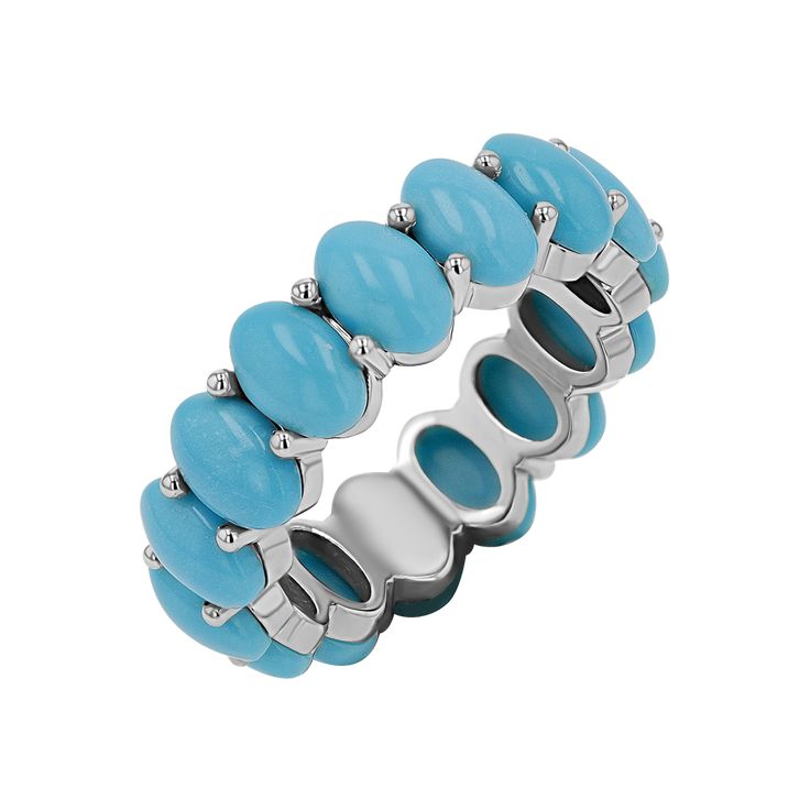 Turquoise is essential in all jewelry collections, especially for our Baby Gold Fam! We have launched a true essential! Our Turquoise Oval Eternity ring features all natural turquoise oval stones hand set by our master setters. Not only is this a showstopper for the bold look it will create but it is critical in its natural powers for warding off negative vibes and bad energy. your new favorite ring will soon be a coveted heirloom. 

Size: 6mm Wide 
Genuine Turquoise 6mm x 4mm Oval Cabochons
Due Modern Oval Turquoise Jewelry, Modern Turquoise Oval Jewelry, Oval Turquoise Ring With Stones, Oval Eternity Band, Brown And Turquoise, Negative Vibes, Bad Energy, Sleeping Beauty Turquoise, Teal Turquoise