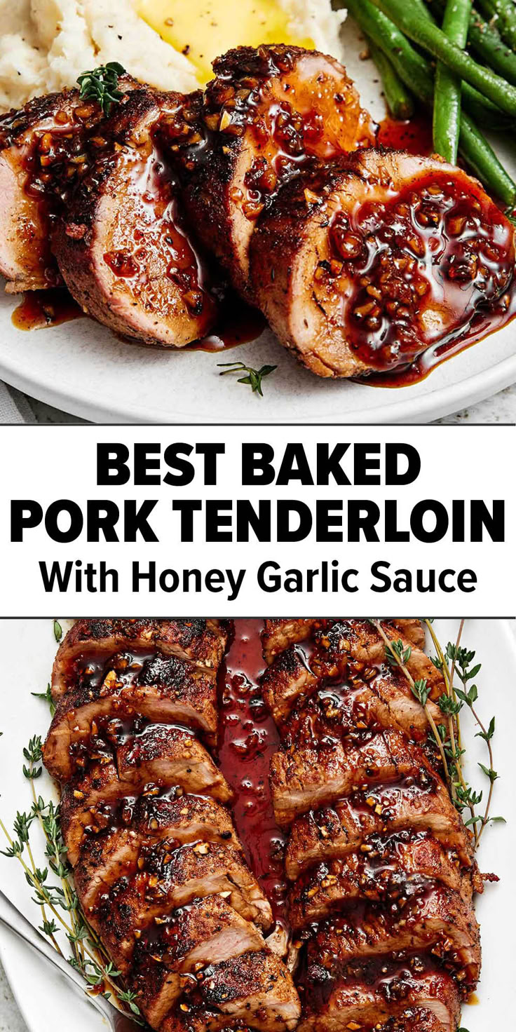 Honey garlic baked pork tenderloin Best Pork Tenderloin Recipe Ovens, Pork Tenderloin Recipes Oven Baked, Quick Pork Tenderloin Recipes, Marinated Pork Tenderloin Recipes, Chinese Pork Tenderloin Recipes, Pork Tenderloin Sauce, Chinese Pork Tenderloin, Pork Tenderloin Recipes In Oven, Sauce For Pork Tenderloin