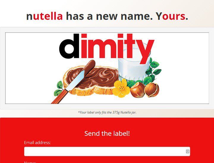 the website for nutella has new name, yours it's called dimity