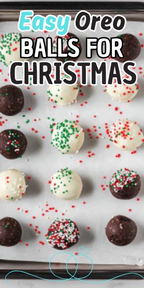 easy oreo balls for christmas on a baking sheet