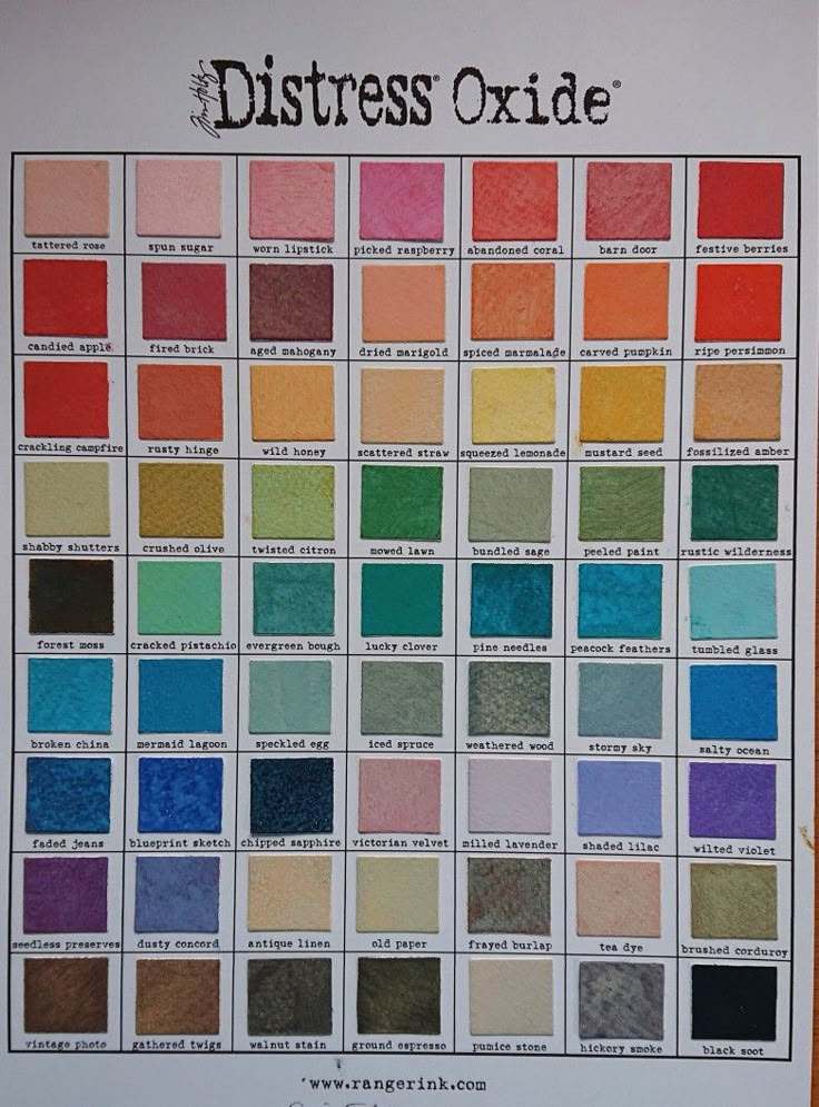 the color chart for distresss oxide