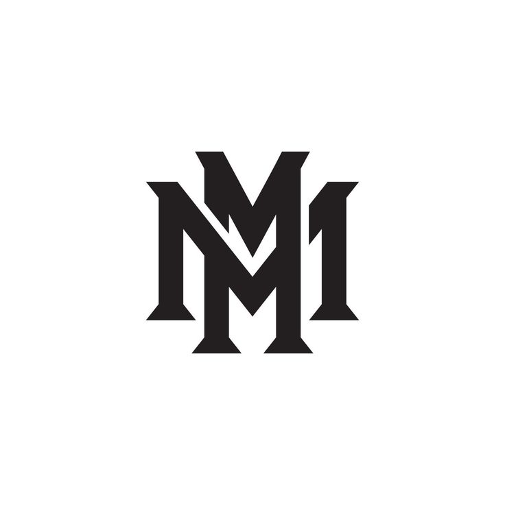 the letter m is made up of two letters, one in black and white with an upper