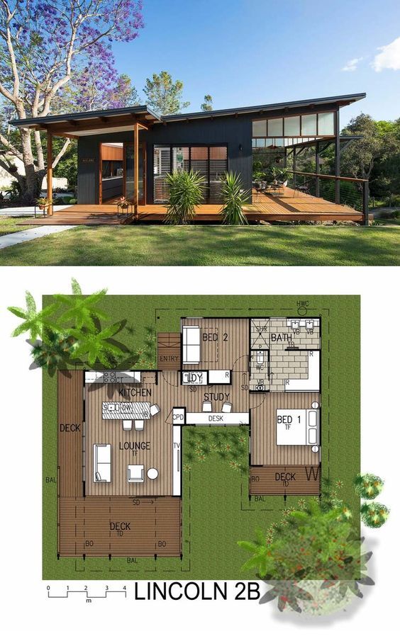 the floor plan for this modern house is very small and has lots of space to put in