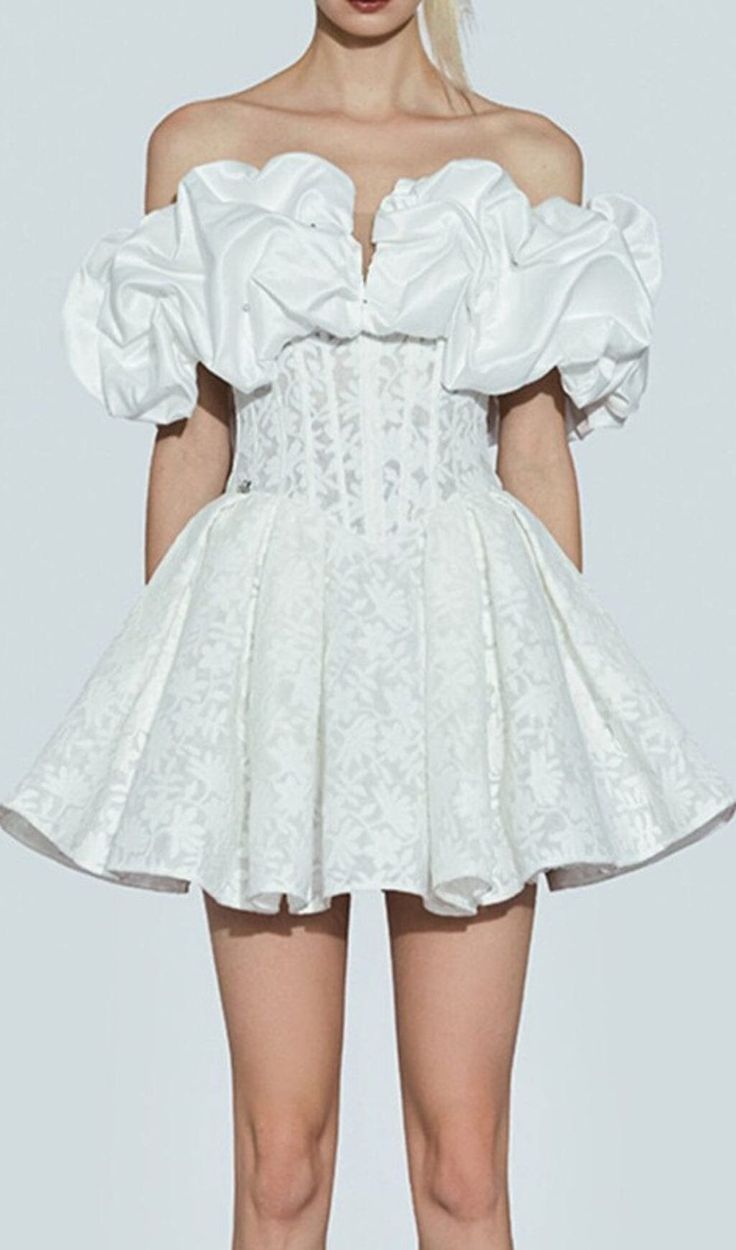 Look chic and feel fabulous in this white off shoulder corset mini dress. Flattering for any occasion, it's the perfect way to make a statement. Gentle Dry Clean Only Colour may vary due to lighting on images. The product images (without model) are closest to the true colour of the product.Item runs true to size chart and is cut to suit our size chart. Please refer to our size chart for the best fit. Do not size up or down. Off Shoulder Corset, Off Shoulder Design, New Look Dresses, Glamour Outfit, School Dropout, Fashion School, Midi Pencil Dress, Rehearsal Dress, Corset Mini Dress