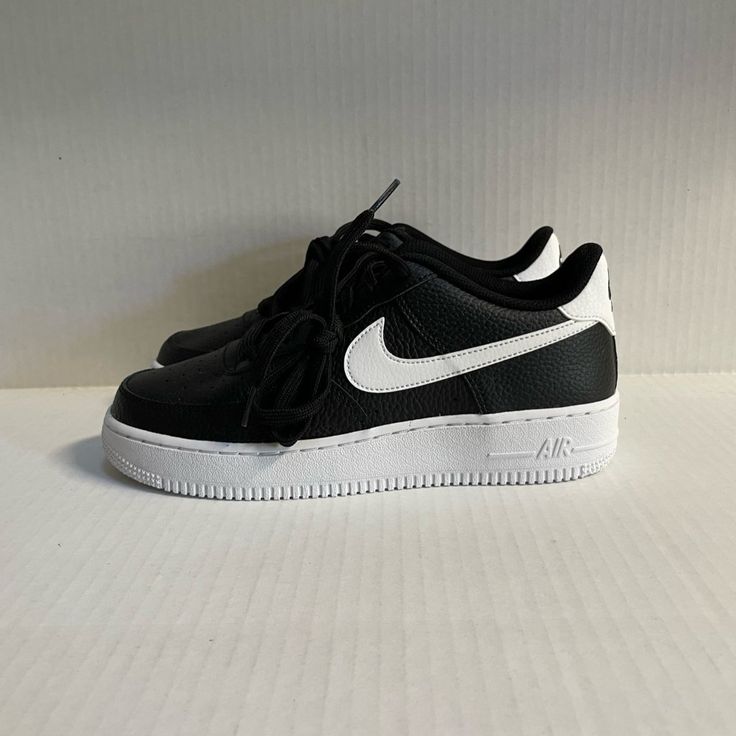 Nike Air Force 1 One Low Gs Black Pebbled Leather White Ct3839-002 7y= Women 8.5 Nike Air Force 1 With White Sole And Perforations, Nike Air Force 1 With Perforations And Round Toe, Nike Air Force 1 High-top Leather With Perforations, Nike Air Force 1 Leather Lace-up, Nike Air Force 1 Leather White Sole Sporty, Casual Nike Air Force 1 Leather With Perforations, Nike Air Force 1 With Perforations, Nike Air Force 1 Leather Sports Shoes With Perforations, Nike Air Force 1 Casual With Perforated Toe Box