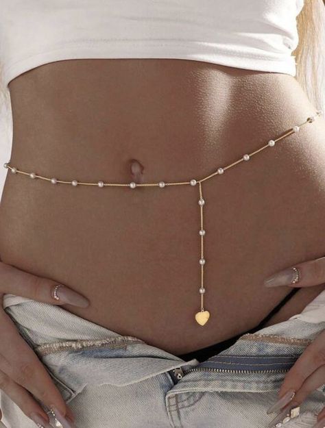 Waist Necklace Body Chains, Stomach Chains, Waist Chain Aesthetic, Waist Chain Outfit, Waist Chains Body Jewelry, Stomach Jewelry, Waist Chain Indian, Waist Necklace, Gold Waist Chain