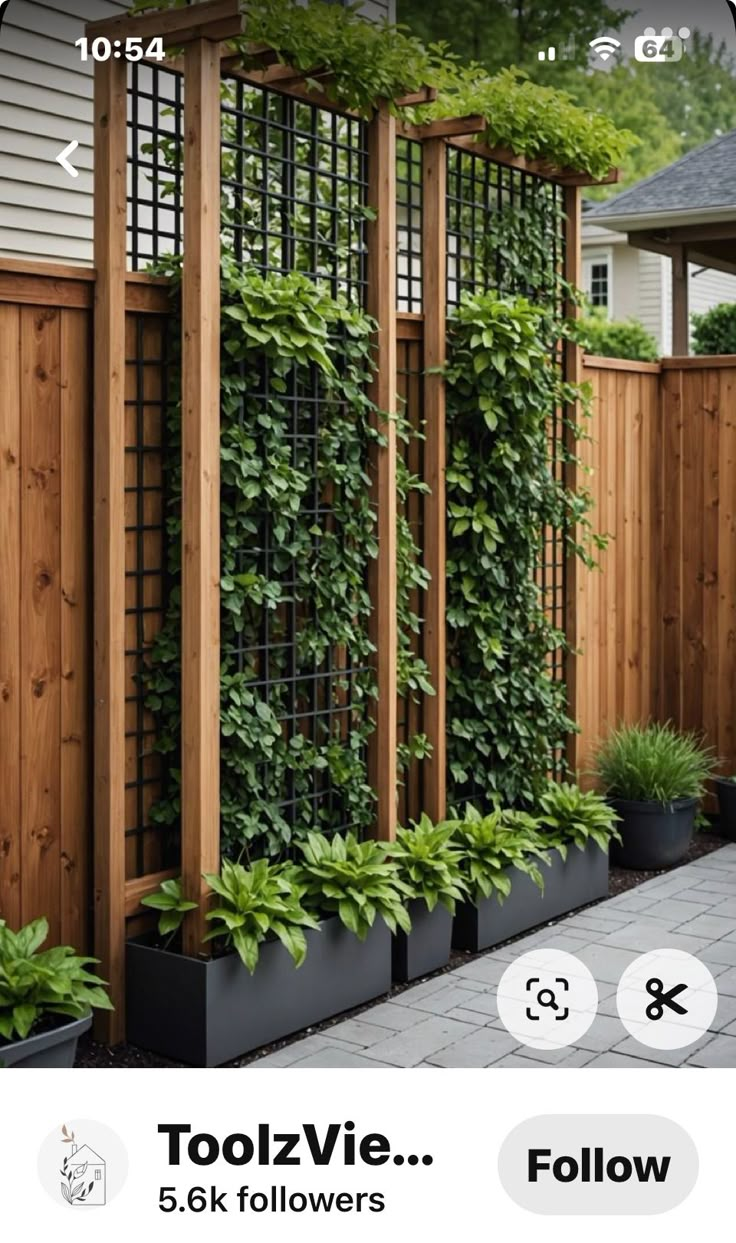 a wooden fence with plants growing on it and the text, toolzvie 5 6k followers below