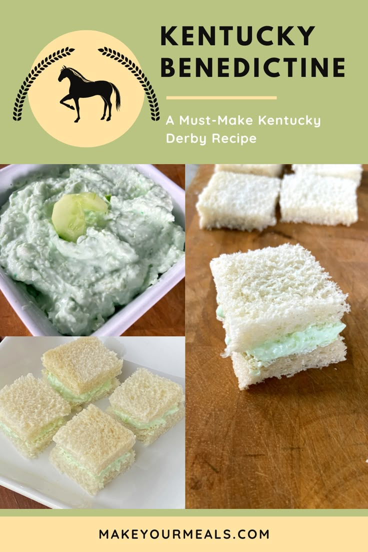 the recipe for kentucky benedicine is shown in four different pictures, including one with