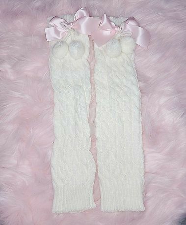 Gyaru Socks, Puff Balls, Knitted Leg Warmers, Hat Aesthetic, Snow Angel, Kawaii Fashion Outfits, Pink Bows, Dress Up Dolls, Dope Fashion