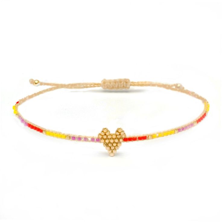 Willow Miyuki Heart Bracelet, image Adjustable Gold Heart Bracelet Bohemian Style, Adjustable Beaded Heart Friendship Bracelets, Adjustable Heart-shaped Beaded Friendship Bracelets, Adjustable Gold Bohemian Heart Bracelet, Adjustable Multicolor Heart-shaped Jewelry, Adjustable Heart-shaped Beaded Bracelet With Colorful Beads, Adjustable Heart-shaped Beaded Bracelet, Adjustable Beaded Bohemian Heart Bracelet, Adjustable Colorful Beads Bracelet For Valentine's Day