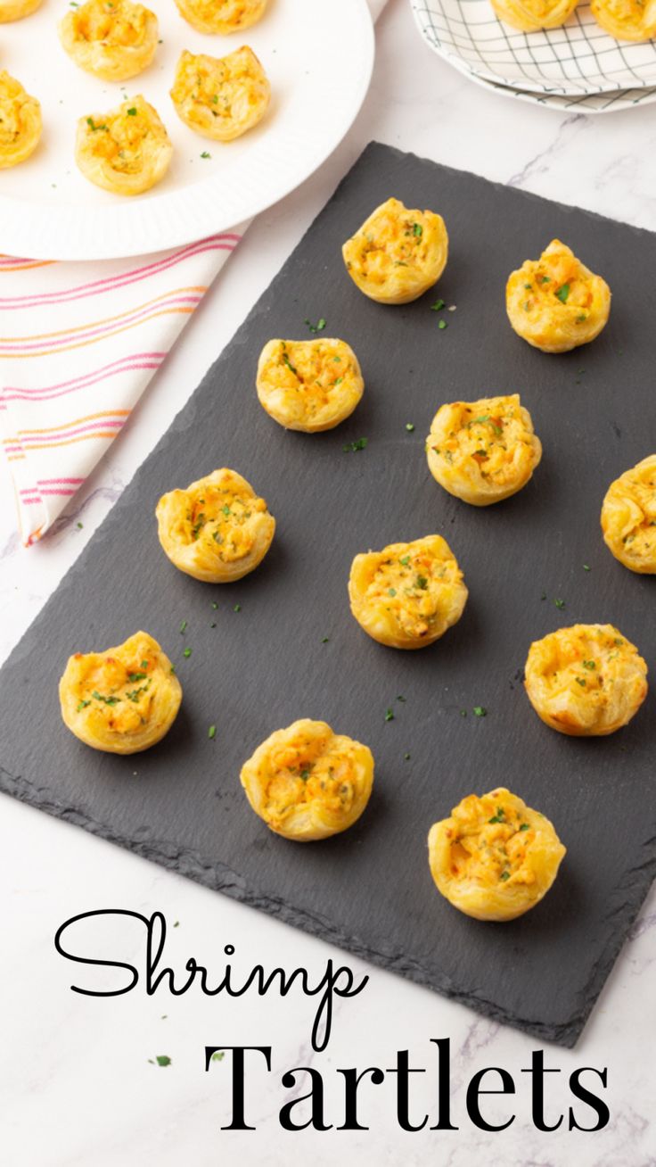 mini shrimp tartles on a baking sheet