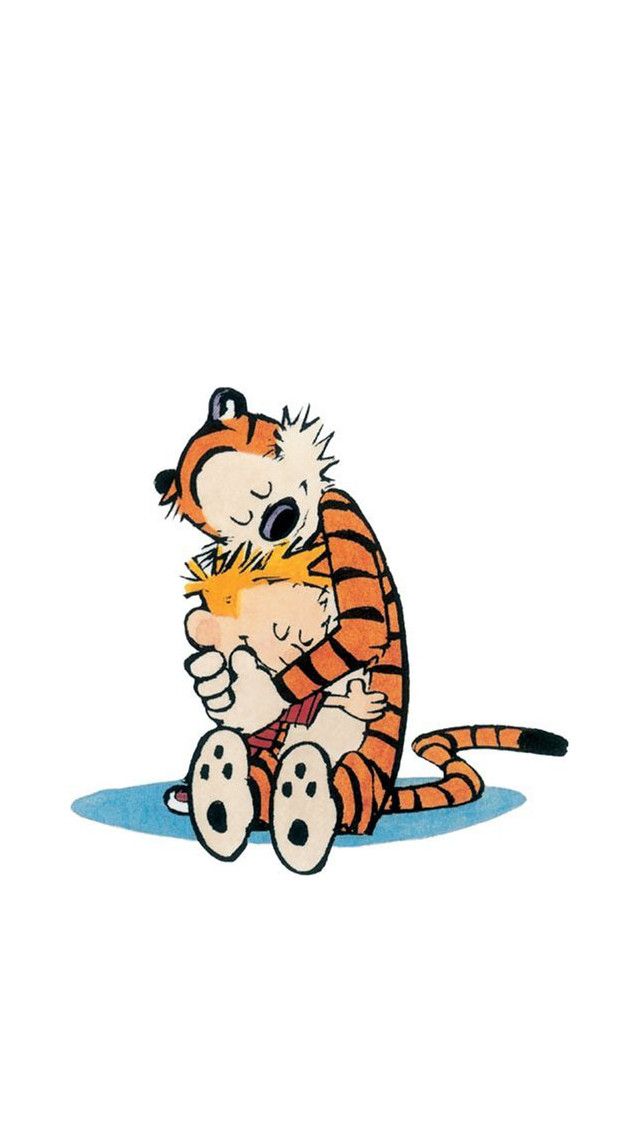 a drawing of a tiger hugging a small child on the ground with its head in his hands