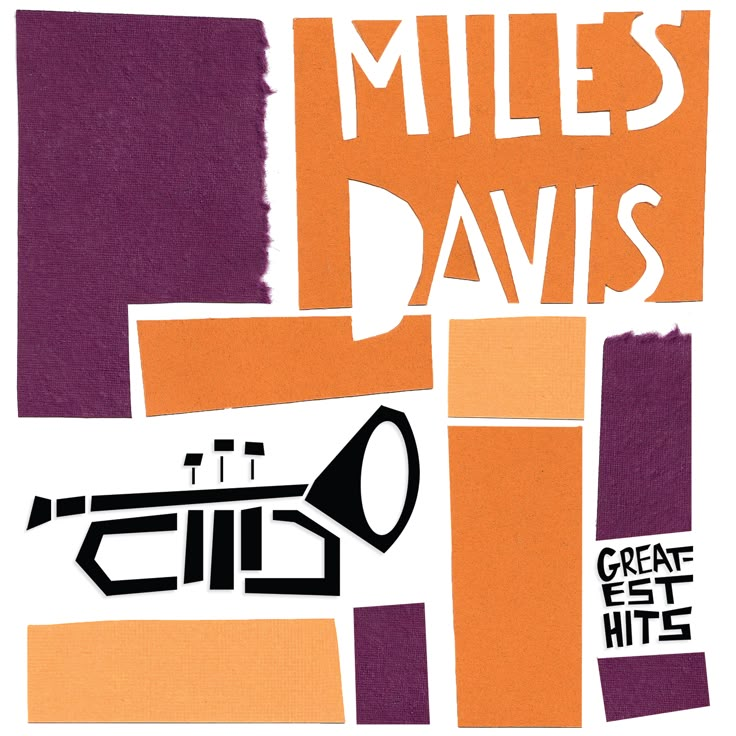 an orange and purple poster with the words miles davis on it