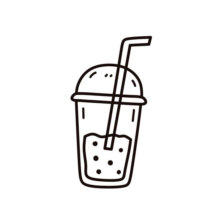 a line drawing of a drink with a straw