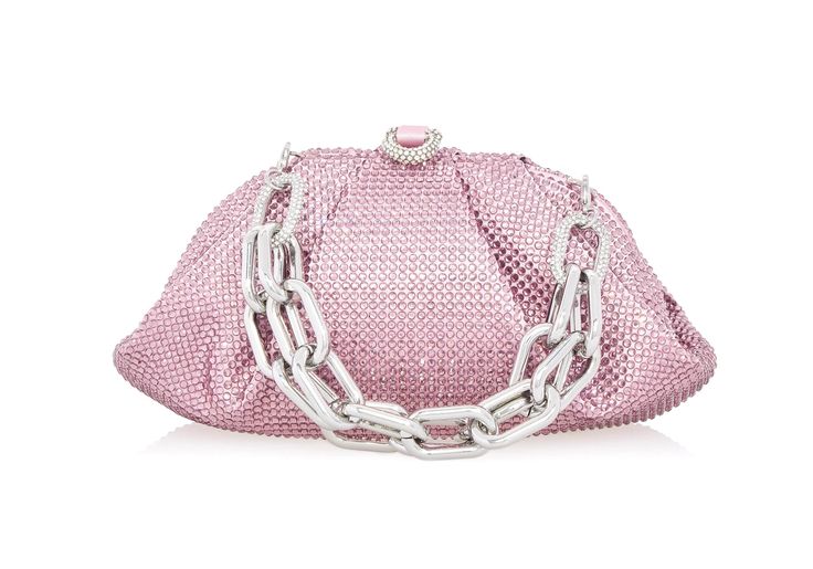 Gemma Crystal Light Amethyst - Judith Leiber Chic Crystal-embellished Evening Bag For Cocktails, Elegant Crystal Embellished Clutch For Cocktail, Chic Crystal Evening Bag For Events, Elegant Pink Evening Bag, Luxury Evening Bag With Chain Strap For Cocktail, Luxury Cocktail Evening Bag With Chain Strap, Crystal Embellished Clutch For Gala, Chic Evening Crystal Bags, Chic Sparkling Evening Bag For Events