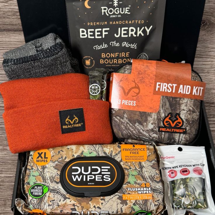 Gift for Men, Custom Gift, Outdoor, Care Package, Valentine's, Birthday, Valentine, Holiday, Gift for Him, Gift Box, Gift Basket, Hunting, Man, Woods, First Aid, Camo, Adventure, Gift for Him Gift Box Includes: Camo Dude Wipes Camo Lens Wipe Beanie (see options)  Wool Blend Boot Socks  Beef Jerky First Aid Kit Instant Coffee Christmas Basket Gift Ideas Boyfriend, 50 Birthday Gift Baskets, Christmas Eve Box For Adults, Hunting Man, Dude Wipes, Boyfriend Gift Basket, Gift Baskets For Men, Baskets For Men, Themed Gift Baskets