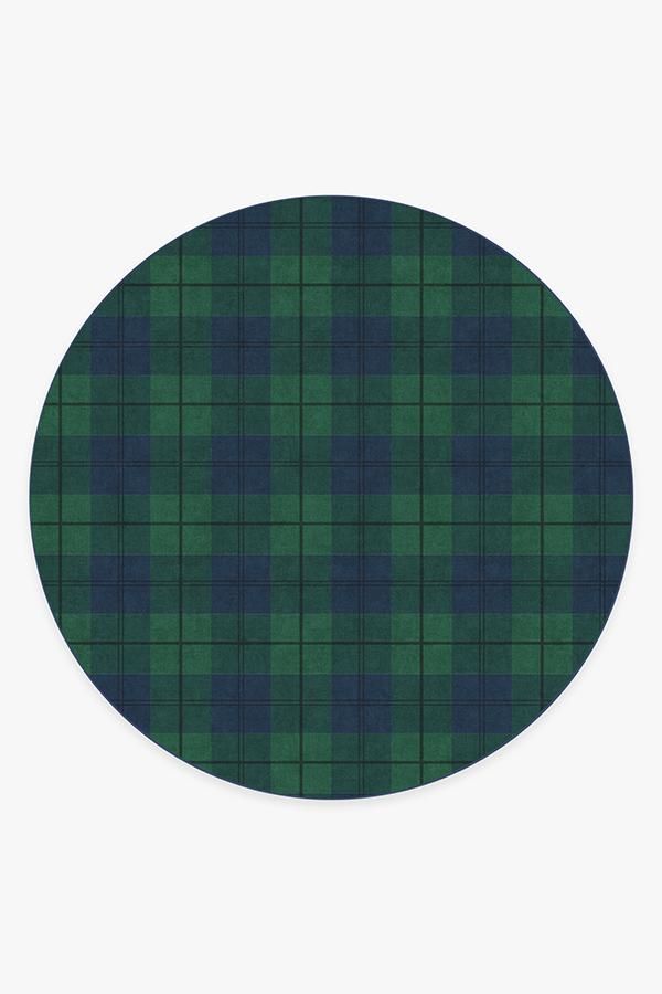 a green and blue plaid pattern on a white background oval sticker, with the image of an oval shape