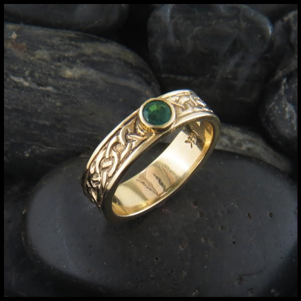 Josephine's Knot, or the Lover's Knot Ring with Gemstones. Handcrafted Celtic Knot Rings in 14K Yellow, Rose and White Gold. Inspired by Irish & Scottish Heritage. Yellow Gold Emerald Jewelry With Round Band, Gold Gemstones Stamped 14k Fine Jewelry, Heirloom Tsavorite Emerald Ring In Gold, Yellow Gold Birthstone Gemstones, Round Shape, Gold Emerald Ring With Round Stone, Heirloom 14k Gold Jewelry With Birthstone, Yellow Gold Birthstone Gemstone, Gold Jewelry With May Birthstone, Round Cut, Heirloom Gold Emerald Ring With Accent Stones