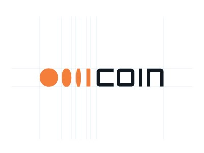 the word coin is written in black and orange