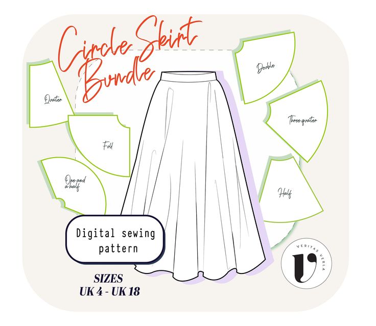 the circle skirt sewing pattern is shown