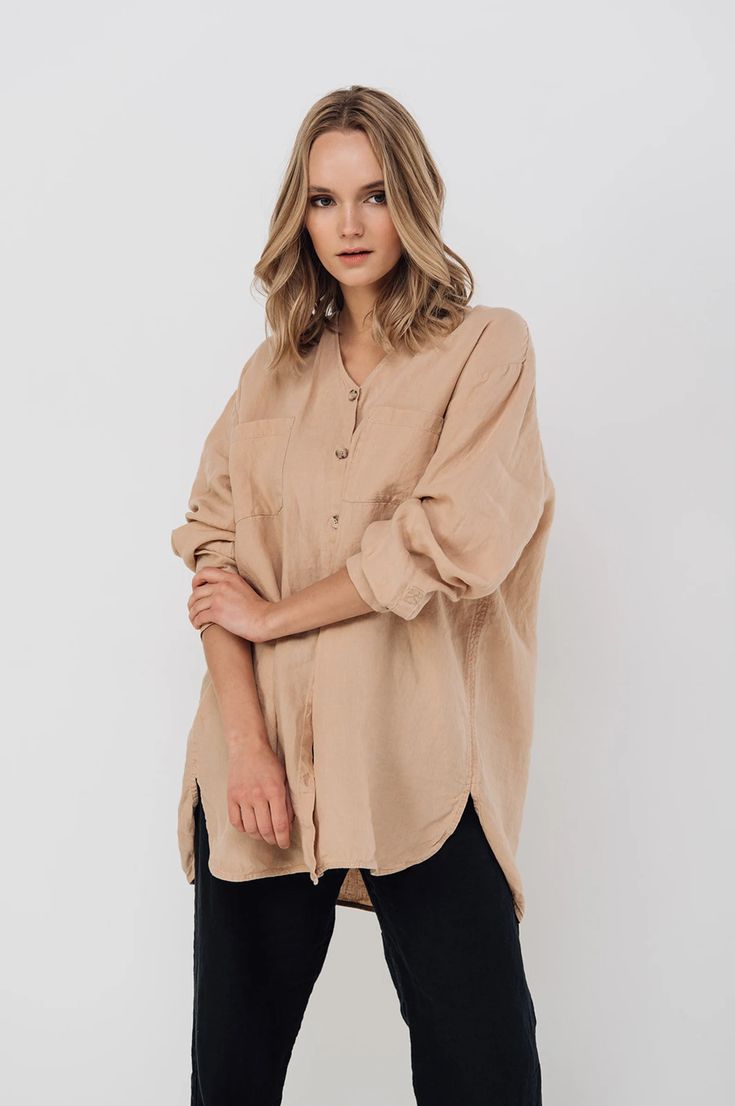 Linen Shirt BOYFRIEND V Neck Linen Shirt Women Oversize - Etsy Casual Fall Tunic Shirt, Fall Casual Tunic Shirt, Casual Beige Tunic Top, Casual Oversized Tunic Top, Relaxed Fit Long Sleeve Blouse With Unlined Sleeves, Relaxed Fit Blouse With Long Unlined Sleeves, Beige Relaxed Fit Tunic For Fall, Long Sleeve Blouse With Unlined Sleeves And Relaxed Fit, Oversized Long Sleeve Beige Blouse