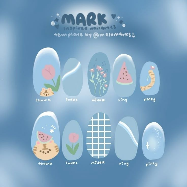 Nail Art Nct, Nct Nails Designs, Paper Nails Design, Nct Nails, Nail Art Kpop, Nails Template, Paper Nails, Nail Designs Easy Diy, Fake Nails For Kids