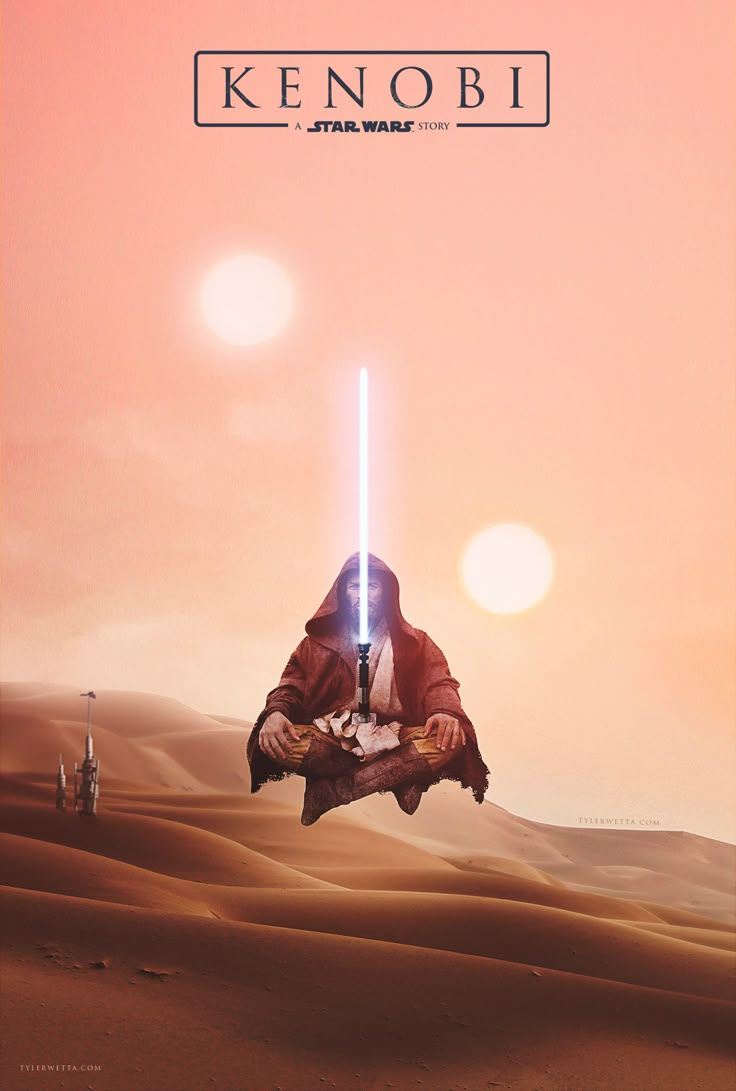 a star wars movie poster with the character kenobi on it's back