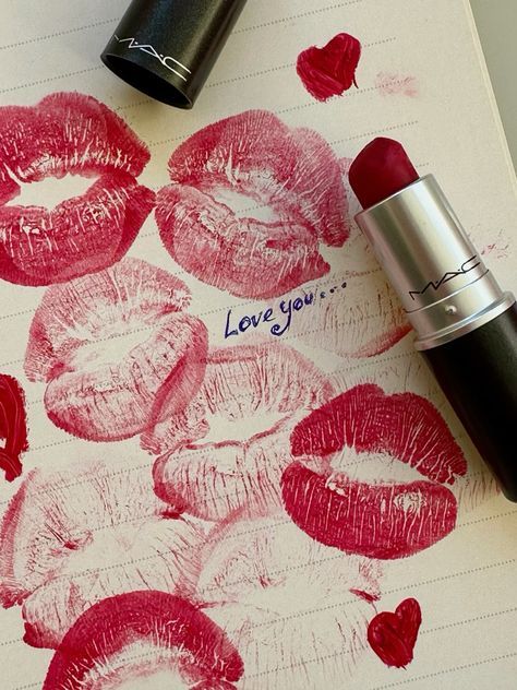 lipstick on top of a piece of paper with the word love you written on it