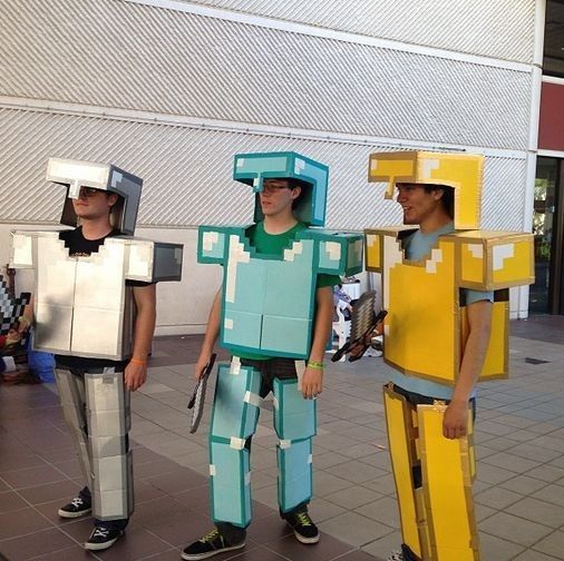 Minecraft Cosplay, Minecraft Halloween Costume, Minecraft Armor, Minecraft Costumes, Minecraft Decoration, Trio Costumes, Bangunan Minecraft, Trio Halloween Costumes, 밈 유머