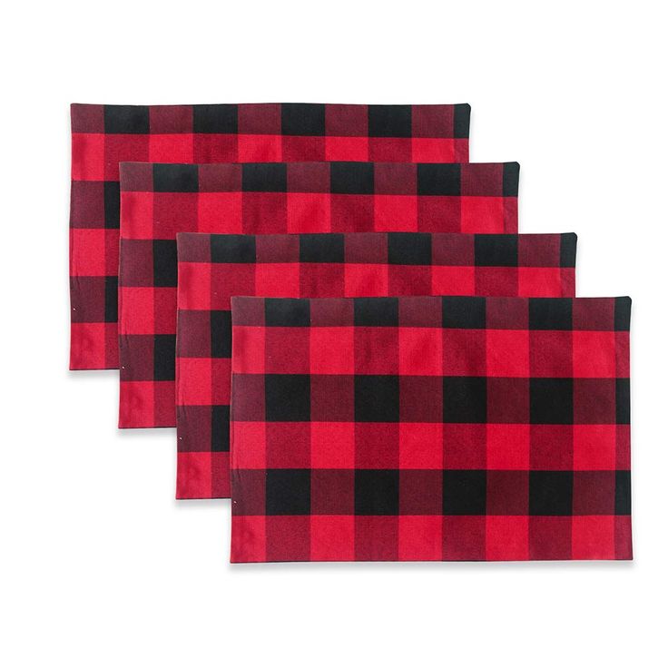 three red and black buffalo plaid napkins