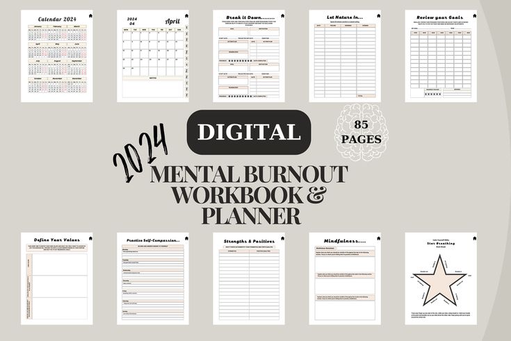 2024 Dıgıtal Mental Burnout Workbook & Planner | Stress Management | Dıgıtal Planner | Mental Health Anxiety ADHD | Gift For Planner by StarsDesgnCO on Etsy Mental Burnout, Mental Health Symptoms, 30 Day Fitness, Muscle Relaxer, Mindfulness Practice, Medical History, Health Check, Negative Thoughts, Planner Template