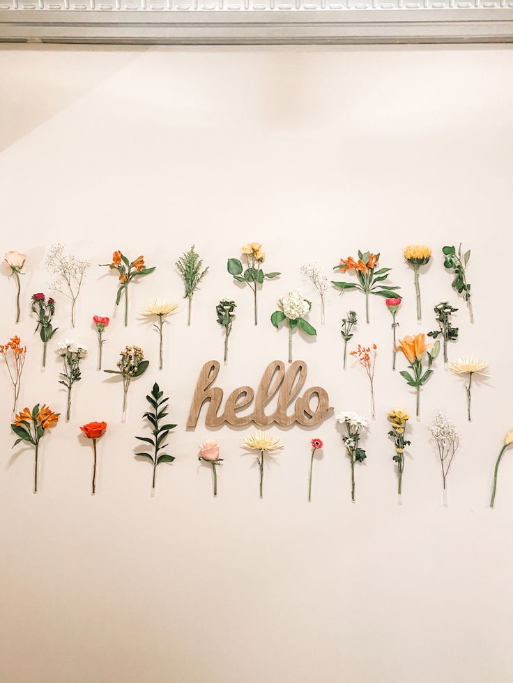 Flowers Flower Wall Birthday Party, Empty Frames On Wall Decor Ideas, Floating Flower Wall, Hanging Flower Wall Decor, Flowers On Wall, Fake Flower Wall, Townhome Decorating, Mothers Day Decor, Cute Diy Room Decor