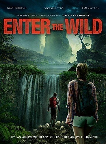 the movie poster for enter the wild with two people standing in front of a waterfall