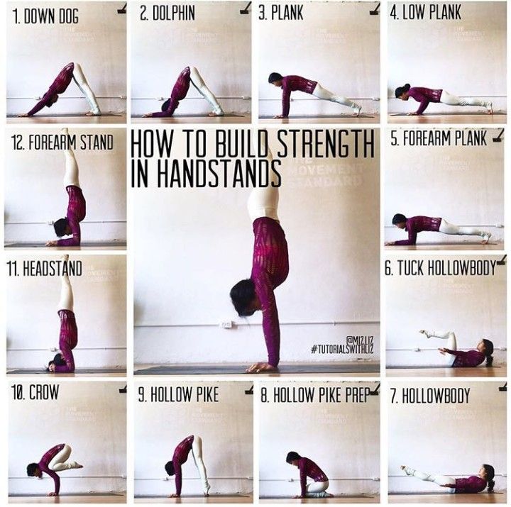 a series of photos showing how to do a handstand