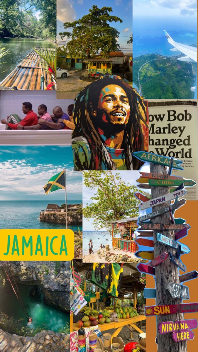 jamaica collage with many different pictures and words