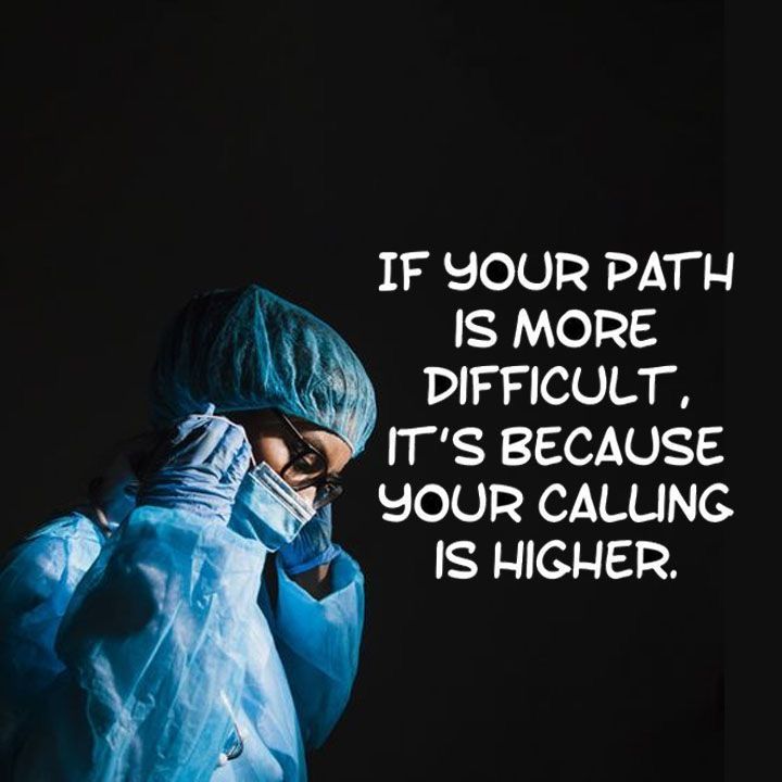 a person wearing a blue jacket and hat with a quote on it that reads, if your path is more difficult, it's because you're calling is higher