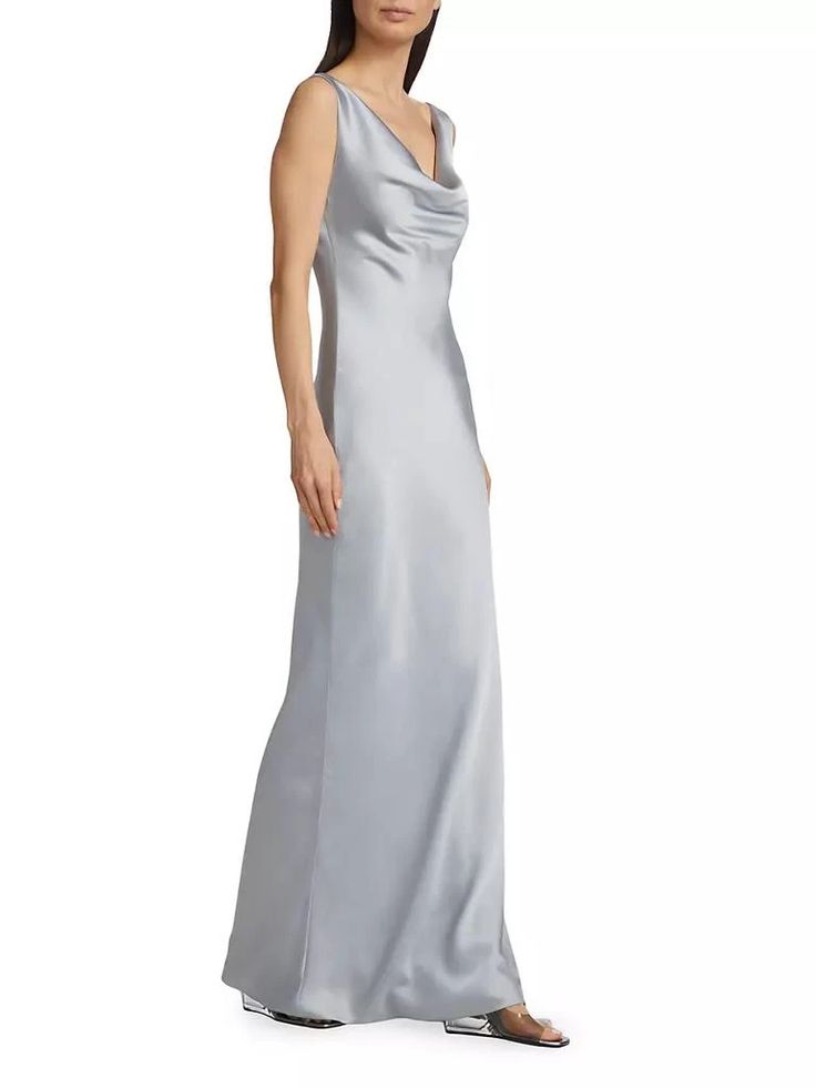 Crafted of crêpê-backed satin, Norma Kamali's stunning sleeveless gown showcases a draped cowlneck and dramatic fishtail train..Cowlneck.Sleeveless.Fishtail train.Pulls over.100% polyester.Hand wash.Imported.SIZE & FIT.About 66.25' from shoulder to hem.Model measurements: 5'10' tall.Model is wearing a US size Small.Crafted of crêpê-backed satin, Norma Kamali's stunning sleeveless gown showcases a draped cowlneck and dramatic fishtail train.CowlneckSleevelessFishtail trainPulls over100% polyesterHand washImportedSIZE & FITAbout 66.25' from shoulder to hemModel measurements: 5'10' tallModel is wearing a US size Small Fitted Draped Satin Dress With Bias Cut, Fitted Pre-draped Evening Dress With Cowl Back, Fitted Bias-cut Draped Satin Dress, Pre-draped Sleeveless Satin Gala Dress, Sleeveless Pre-draped Satin Evening Dress, Satin Pre-draped Sleeveless Evening Dress, Fitted Draped Gown With Satin Finish, Fitted Satin Finish Pre-draped Gown, Fitted Bias Cut Draped Gown