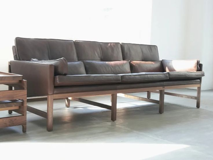 Low back wood and upoholstered sofa WOOD FRAME LOUNGE by BassamFellows Low Back Sofa, Sofa Wood Frame, Mid Century Sofa, Lounge Chair Design, Contemporary Furniture Design, Modern Lounge, Lounge Seating, Public Spaces, Armchair Design