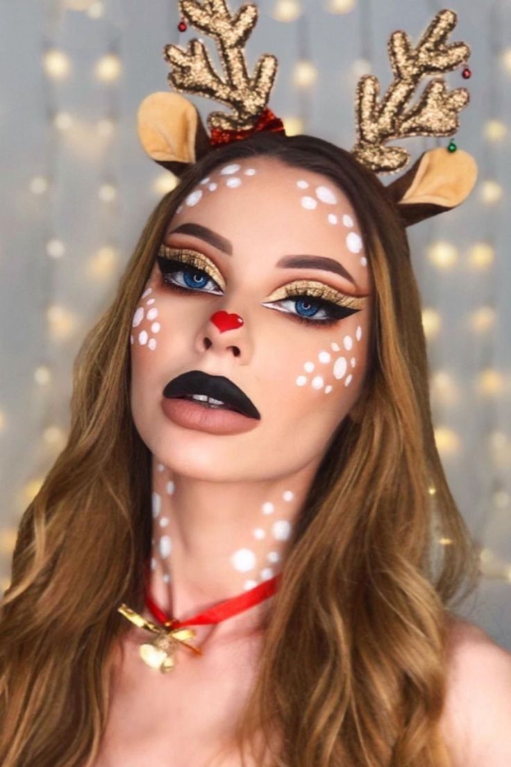 Christmas Makeup Looks Easy, Cute Christmas Makeup Looks, Sally Nightmare Before Christmas Makeup, Christmas Lights Makeup, The Nightmare Before Christmas Makeup, Cute Christmas Makeup, Easy Christmas Makeup Looks, Easy Christmas Makeup, Christmas Elf Makeup