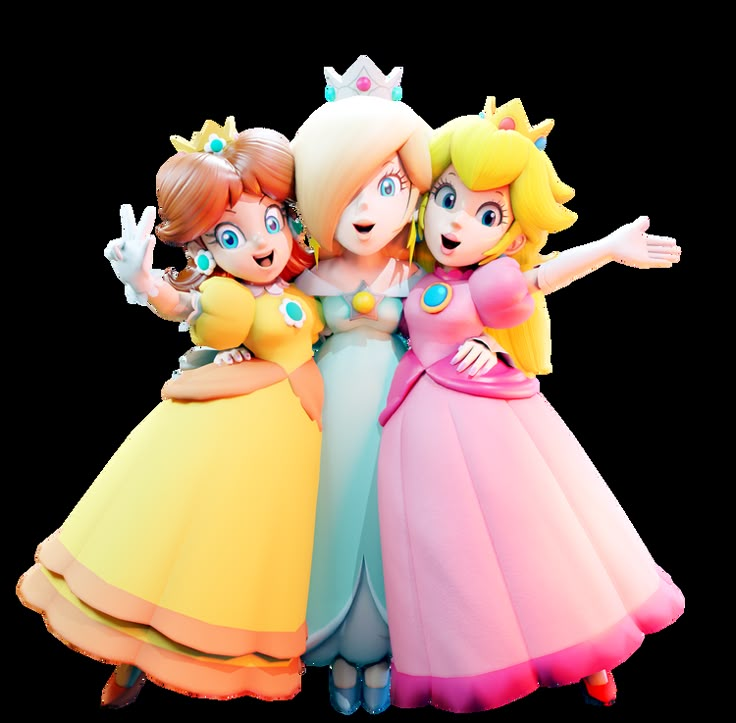 Iconic Trios Female, Princess Peach Game, Mario Princess Daisy, Super Mario Princesses, Daisy Mario, Peach Daisy And Rosalina, Three Princesses, Daisy And Rosalina, Peach Rosalina