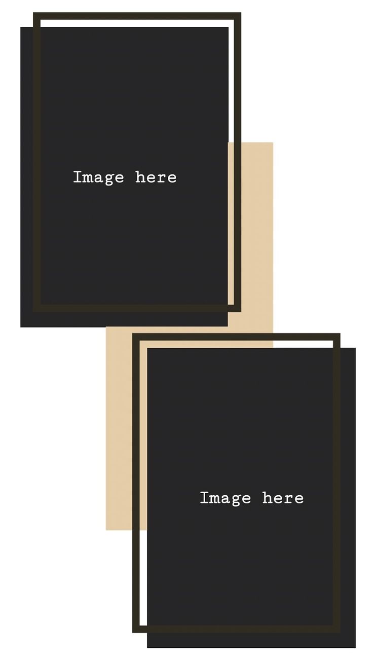 three square frames with the words image here in white and black, on top of each other