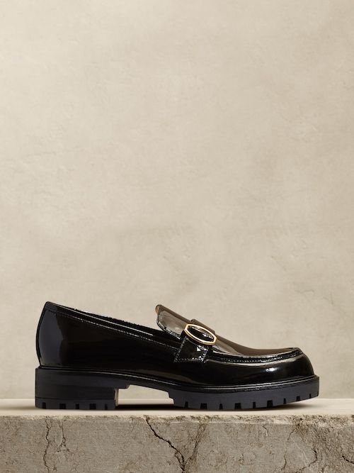 Penny Loafer, Lug Sole, Penny Loafers, Cobbler, Black Patent Leather, Italian Leather, Patent Leather, Banana Republic, Rubber Sole