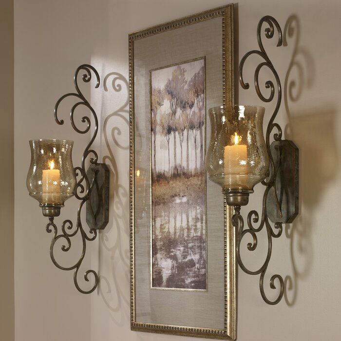 Uttermost Accessories, Rustic Italian Home, Wrought Iron Decor, Iron Wall Sconces, Tuscan Design, Mediterranean Home Decor, Tuscan Decorating, Iron Wall Decor, Candle Wall Sconces