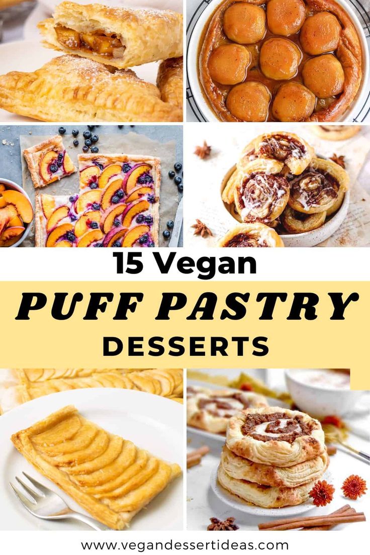 vegan puff pastry desserts collage with text overlay